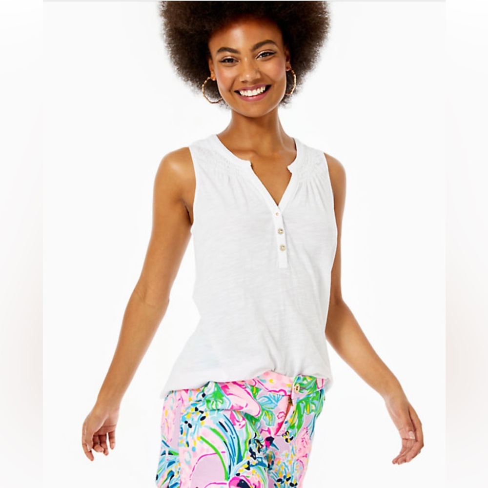 Lilly Pulitzer Essie Tank Top in White, Size XS